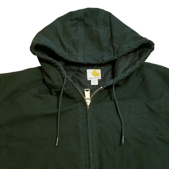 Carhartt J140 Jacket Men Size XL Black Chore Hooded Canvas Workwear Vtg USA Made - Picture 3 of 7